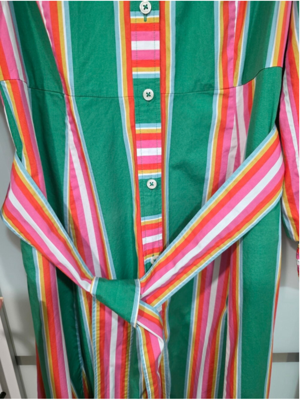 Boden Astrid Green Multicolor Stripe Midi Shirt Dress Size US 10R - Picture 9 of 16
